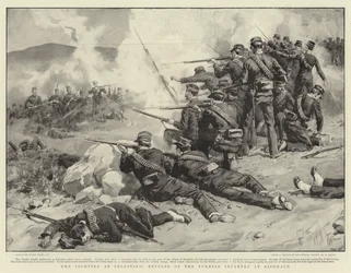 De gevechten bij Velestino, afwijzing van de Turkse infanterie bij Rizomalo